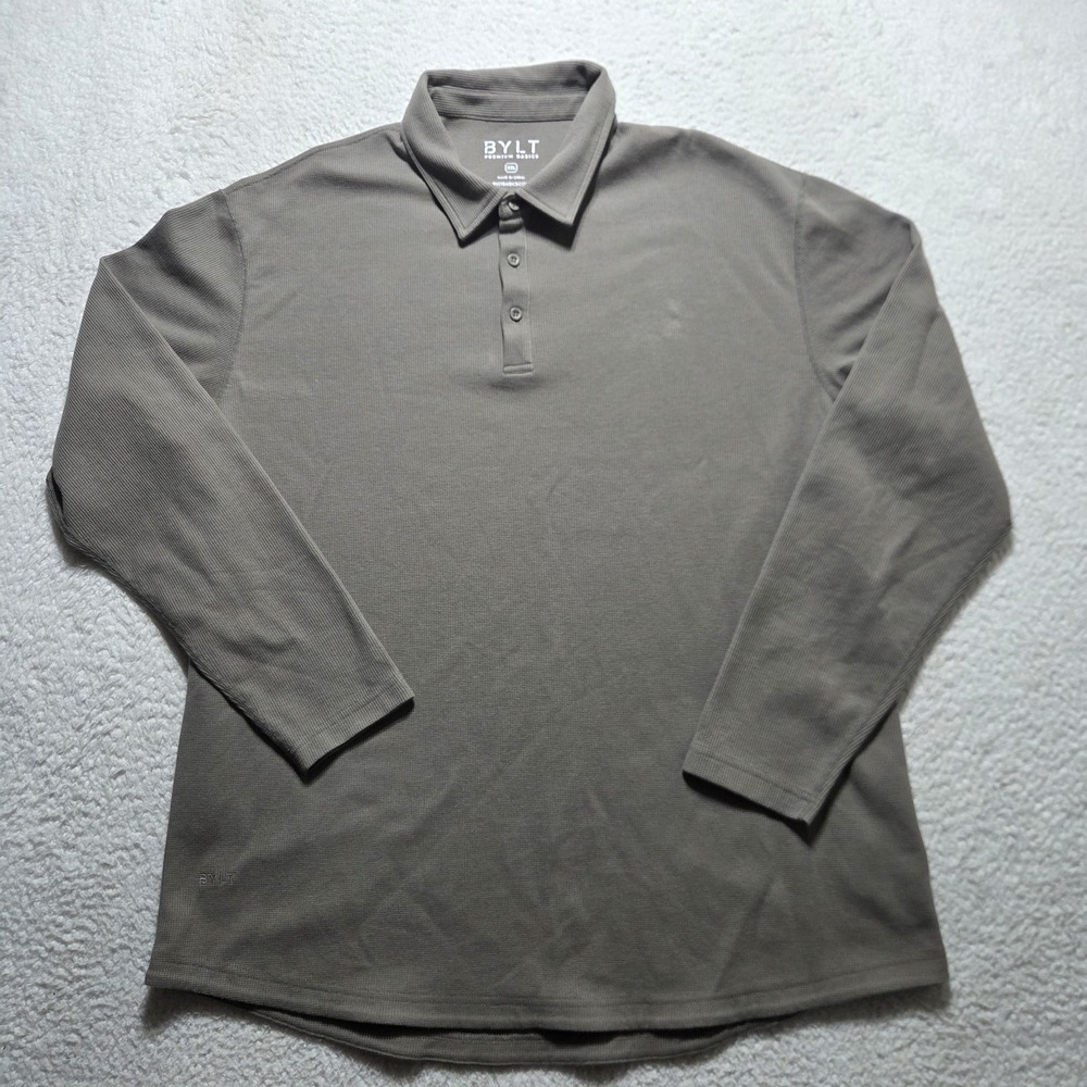 Bylt Basics Mens Performance Long Sleeve Polo Shirt Size 2XL Brown